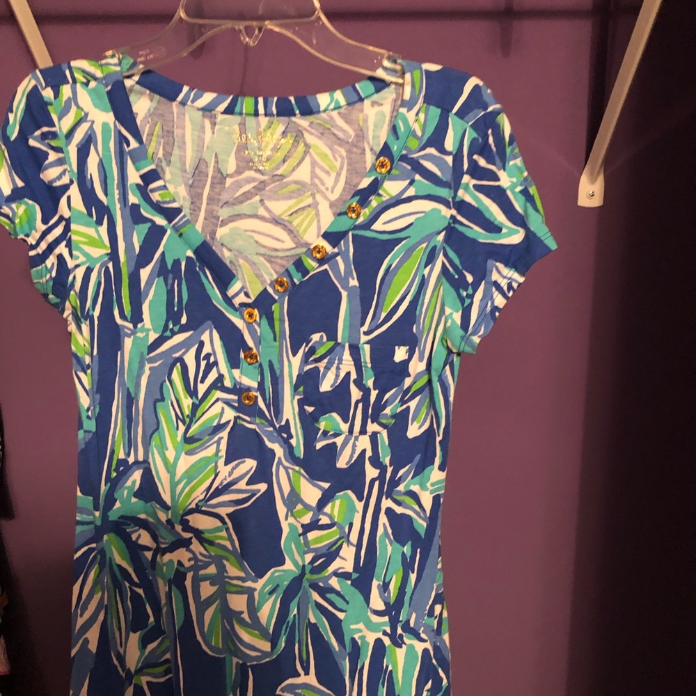 Lilly pulitzer royal blue dress with gold buttons